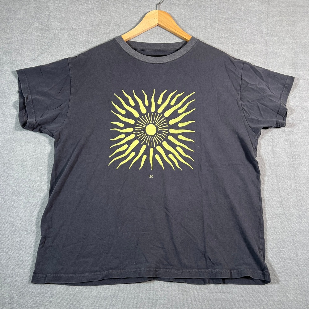 Neuw Into The Void Sun Graphic Crew Neck T-Shirt Mens M Charcoal Grey Cotton